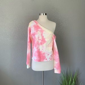 Superdown Ashlyn off shoulder rainbow sweater